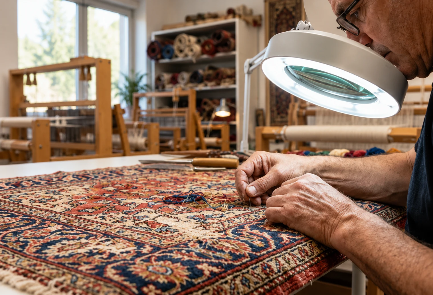 Restauration artisanale d’un tapis ancien